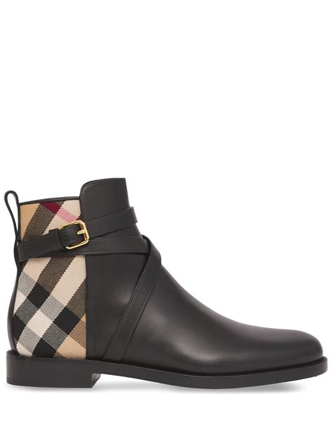 burberry house check detail riding boots|House Check and Leather Ankle Boots in Black/archive beige.